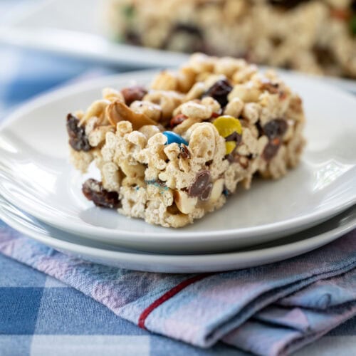 Trail Mix Bars on a plate.