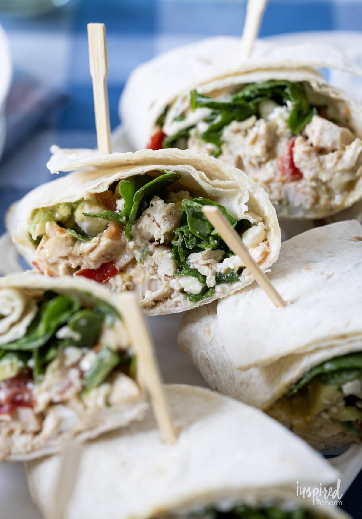 Cobb Salad Wraps stacked together.