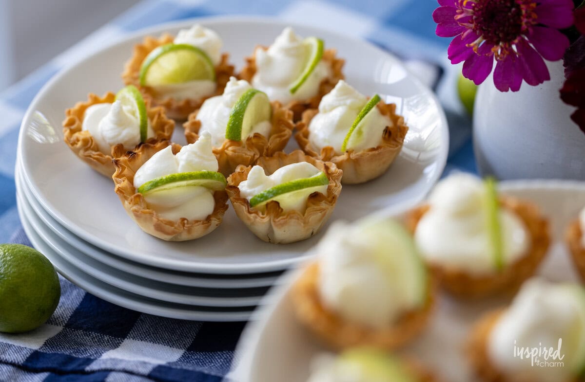 table spread filled with Key Lime Pie Tartlets.