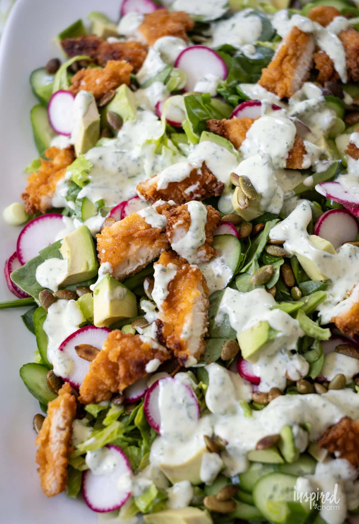 green goddess salad with chicken.