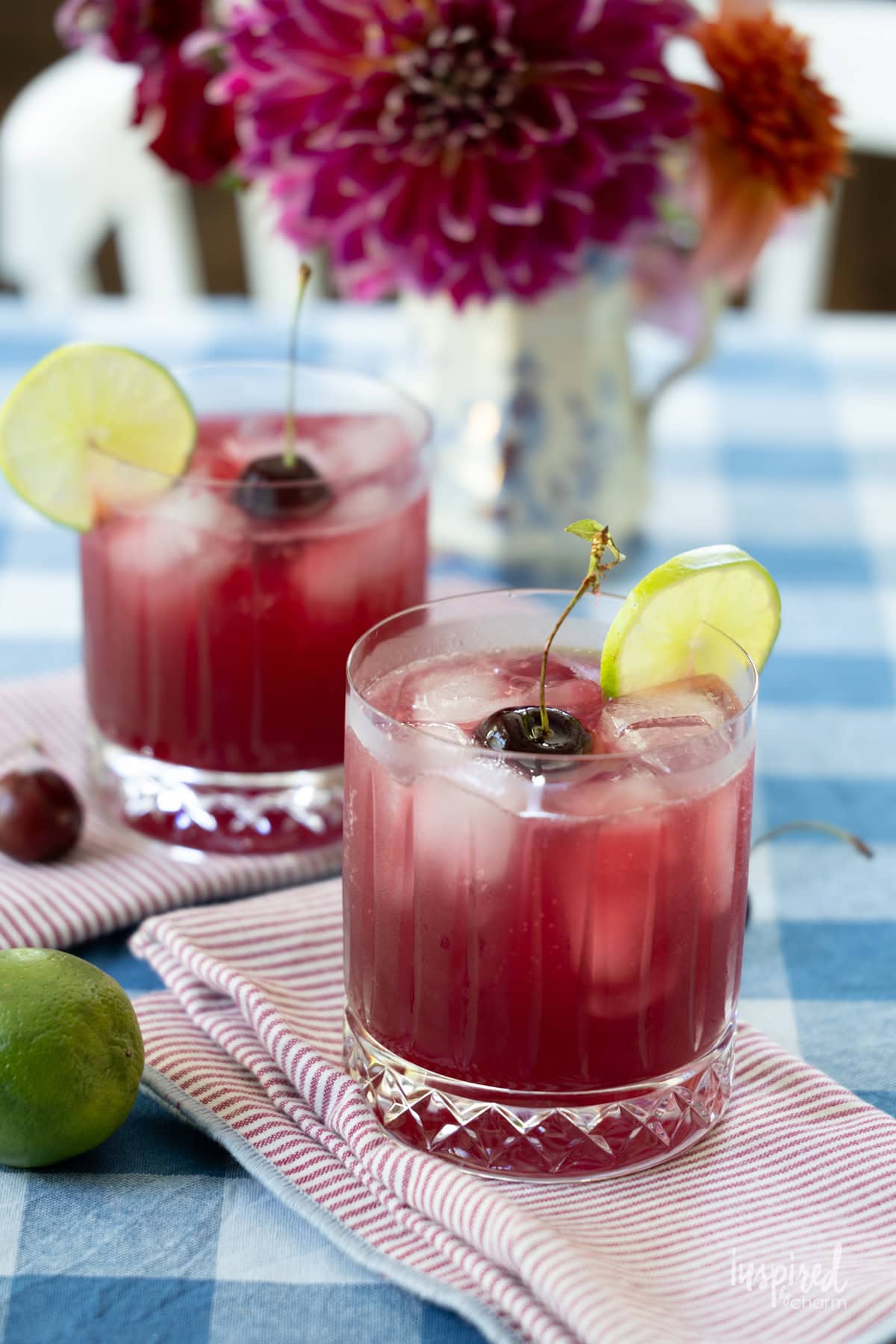 two Cherry Pineapple Coolers in glasses.