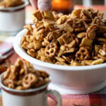 Cinnamon Toast Pretzel Snack Mix in a bowl.