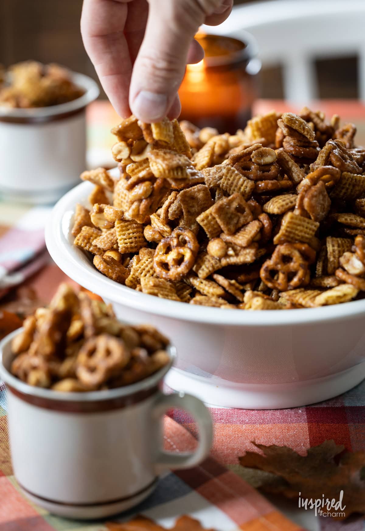 Cinnamon Toast Pretzel Snack Mix in a bowl.