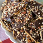 Pumpkin Spice Cracker Toffee on a platter.