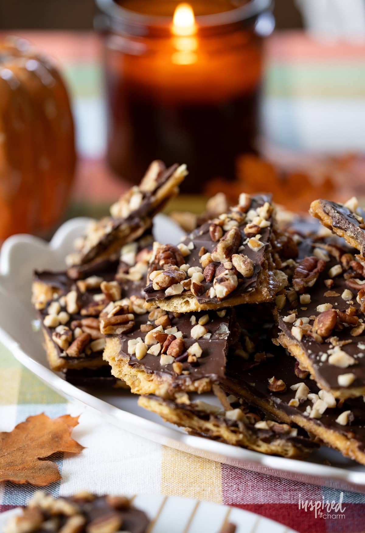 platter of Pumpkin Spice Cracker Toffee.